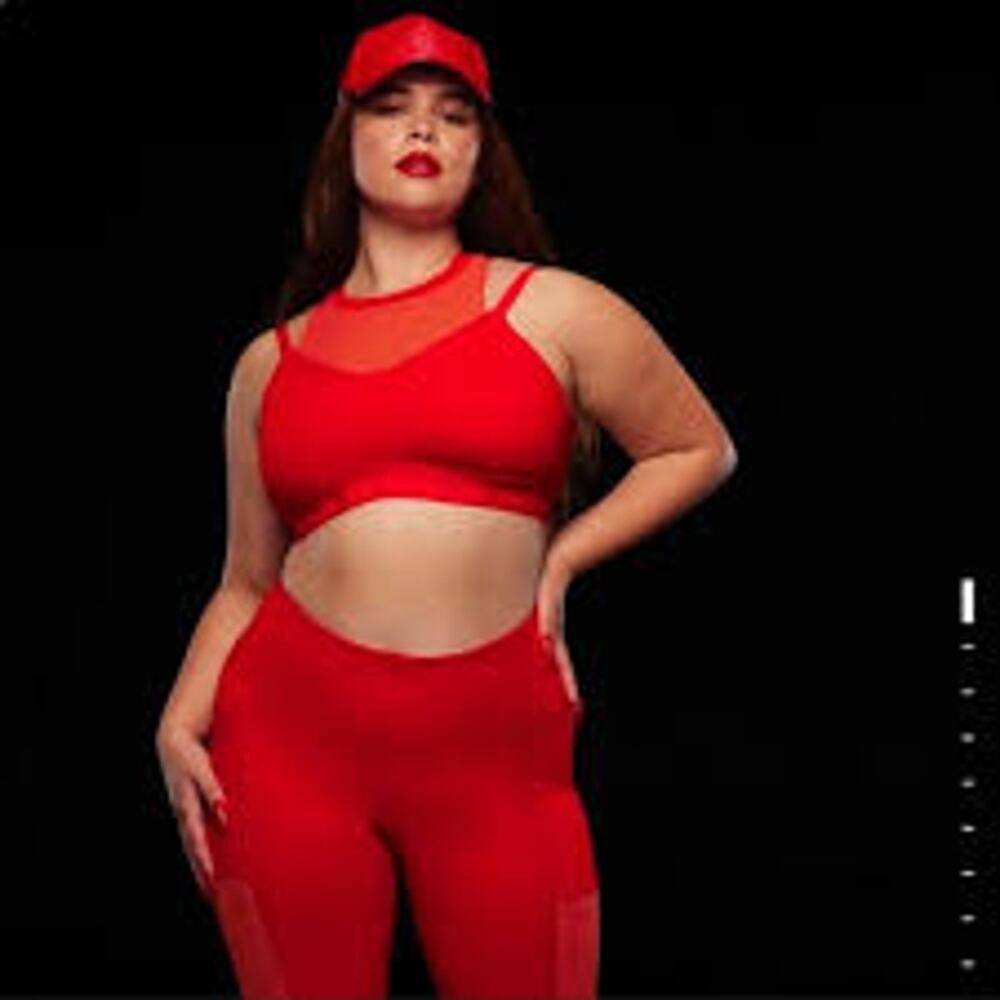 ADIDAS x IVY PARK Red Mesh High Neck Sports Bra and Mesh Leggings Set Plus 1x